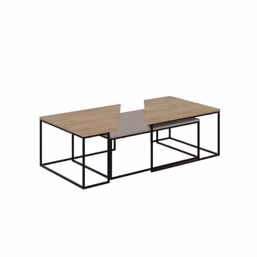 Calicosy TITAN Set of 3 Nested Coffee Tables in Taupe with Metal Legs – 3