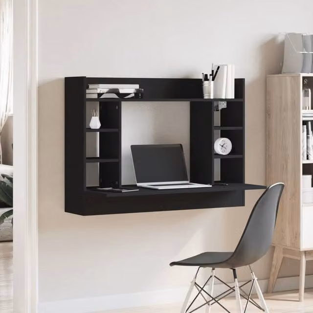Berkfield Home Modern Wall-Mounted Writing Desk in Black, W/D/H: 105 x 48 x 75 cm – 1