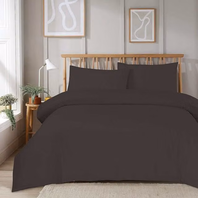 NewEdgeBlinds Plain Grey Cotton and Polyester Duvet Cover, 90 x 200 cm