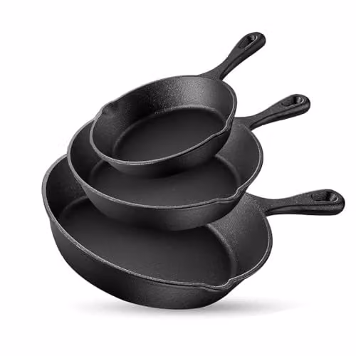 ATEK Pre-Seasoned Cast Iron Frying Pan with Pouring Spout, Black – 1