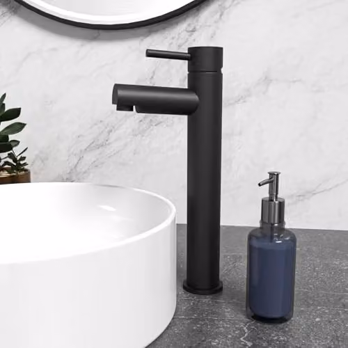 Nes Home Matte Black Brass Basin Mono Mixer Single Lever Tap with Pop Up Waste