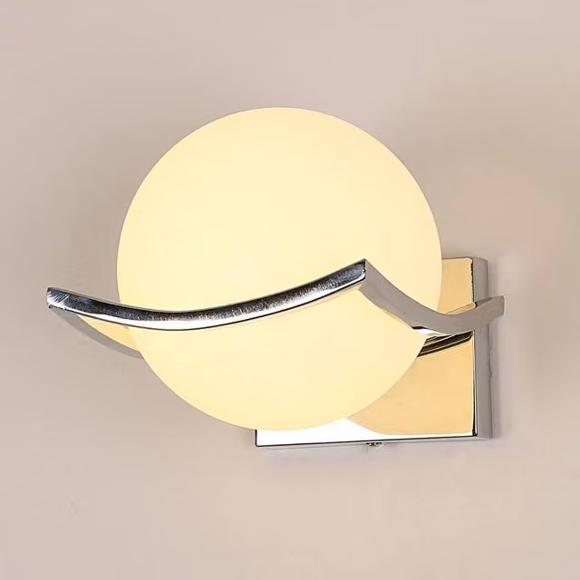 COMELY Modern Silver Glass Ball LED Wall Sconce with E27 Socket