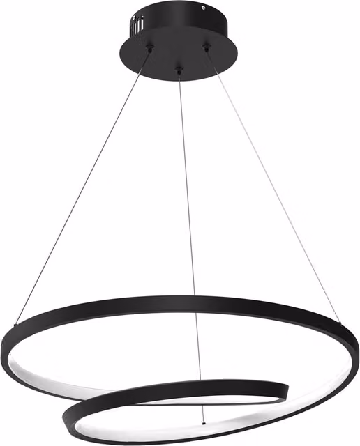 Milagro Lucero Black LED Pendant Lamp, Height Adjustable, Black Metal Ring Design