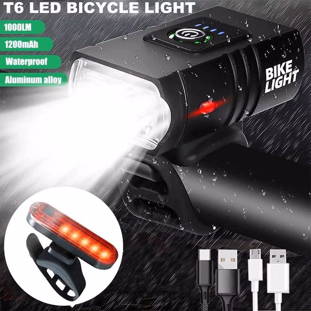 FLAVORA USB Rechargeable T6 LED Bike Light Set in Black and Red – 5