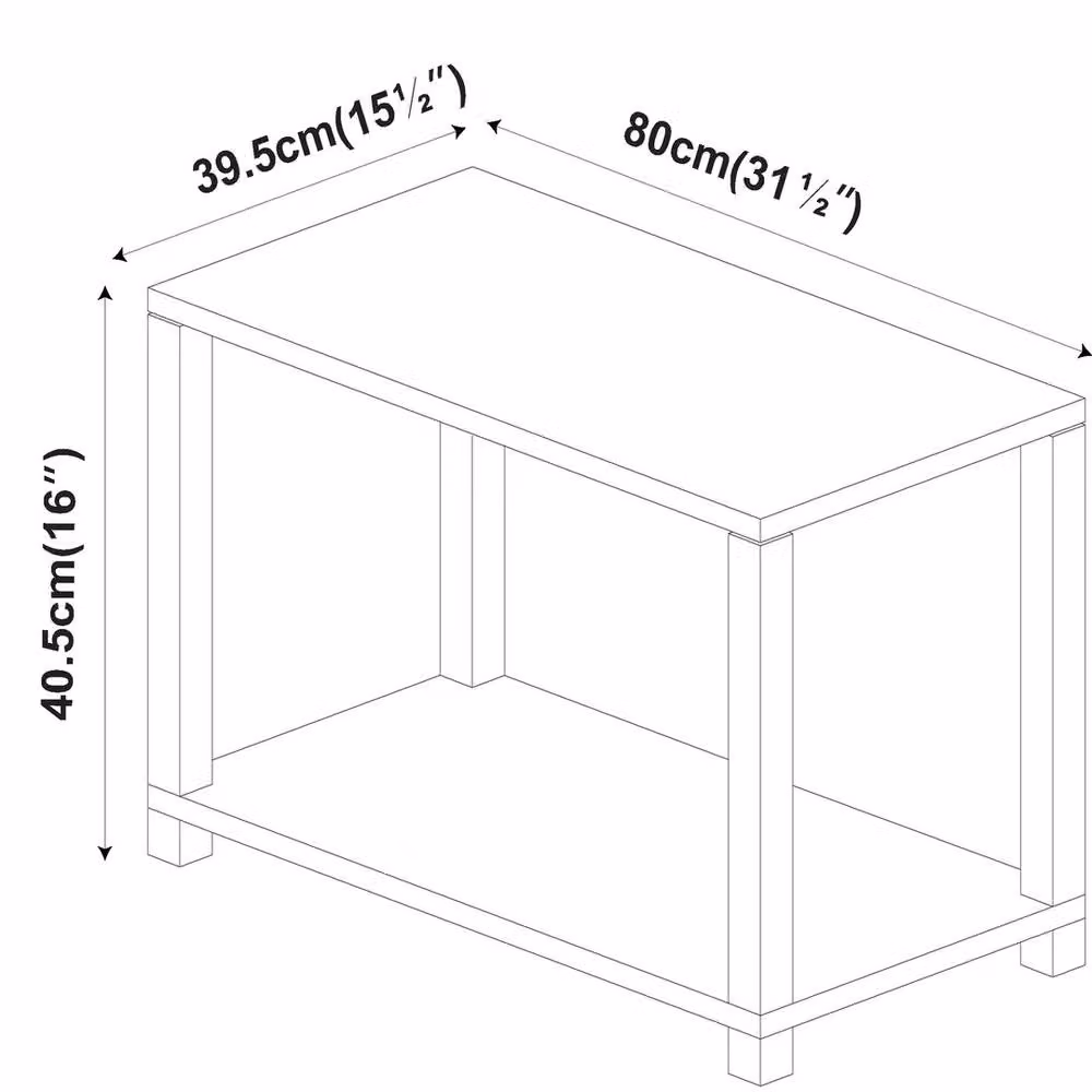 VOGREX Black 2 Tier Minimalist Coffee Table and Side Table with Shelf – 2