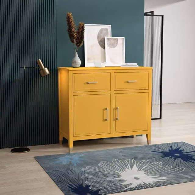 Cabinet Bits Palazzi 2 Door 2 Drawer Sideboard in Yellow Mustard Matt Metal