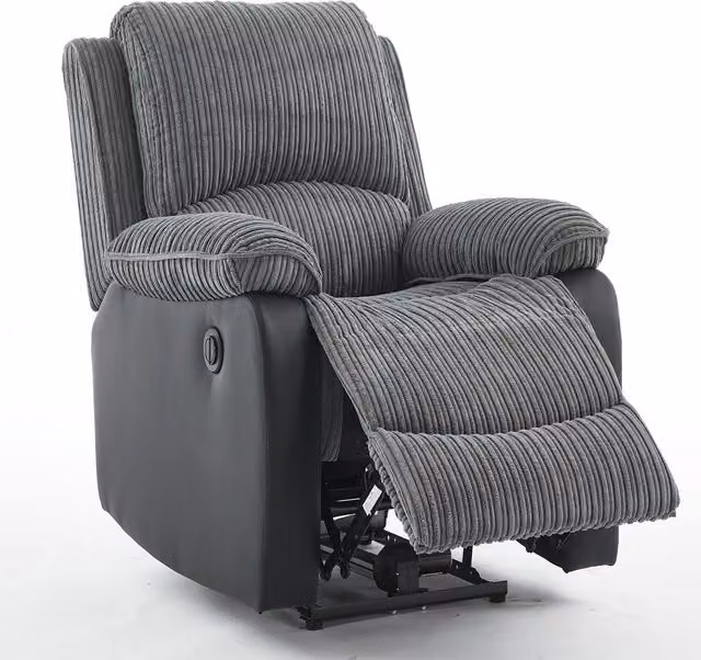 Furniture One Grey Sectional Corduroy Recliner Sofa Set
