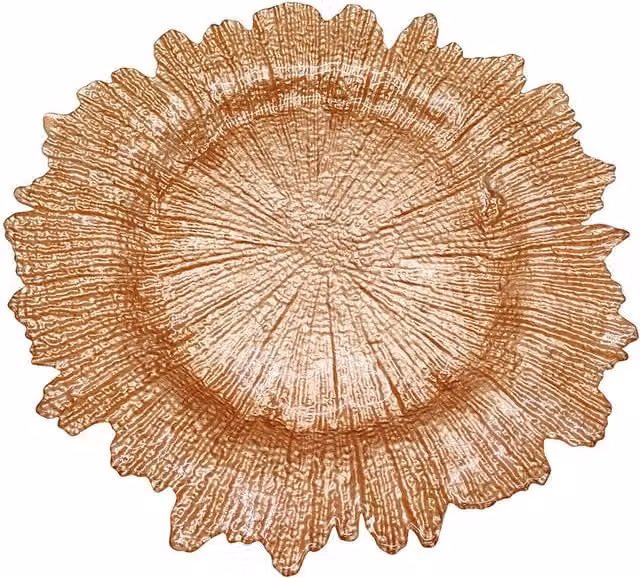 Neel Blue Set of 12 Vintage Design Glass Charger Plates in Blue and Metallic Gold, Diameter: 33 cm