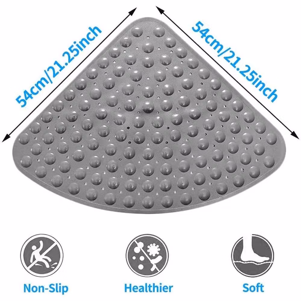 KORVIXA Sector Grey Anti-slip Rubber Corner Shower Mat – 2