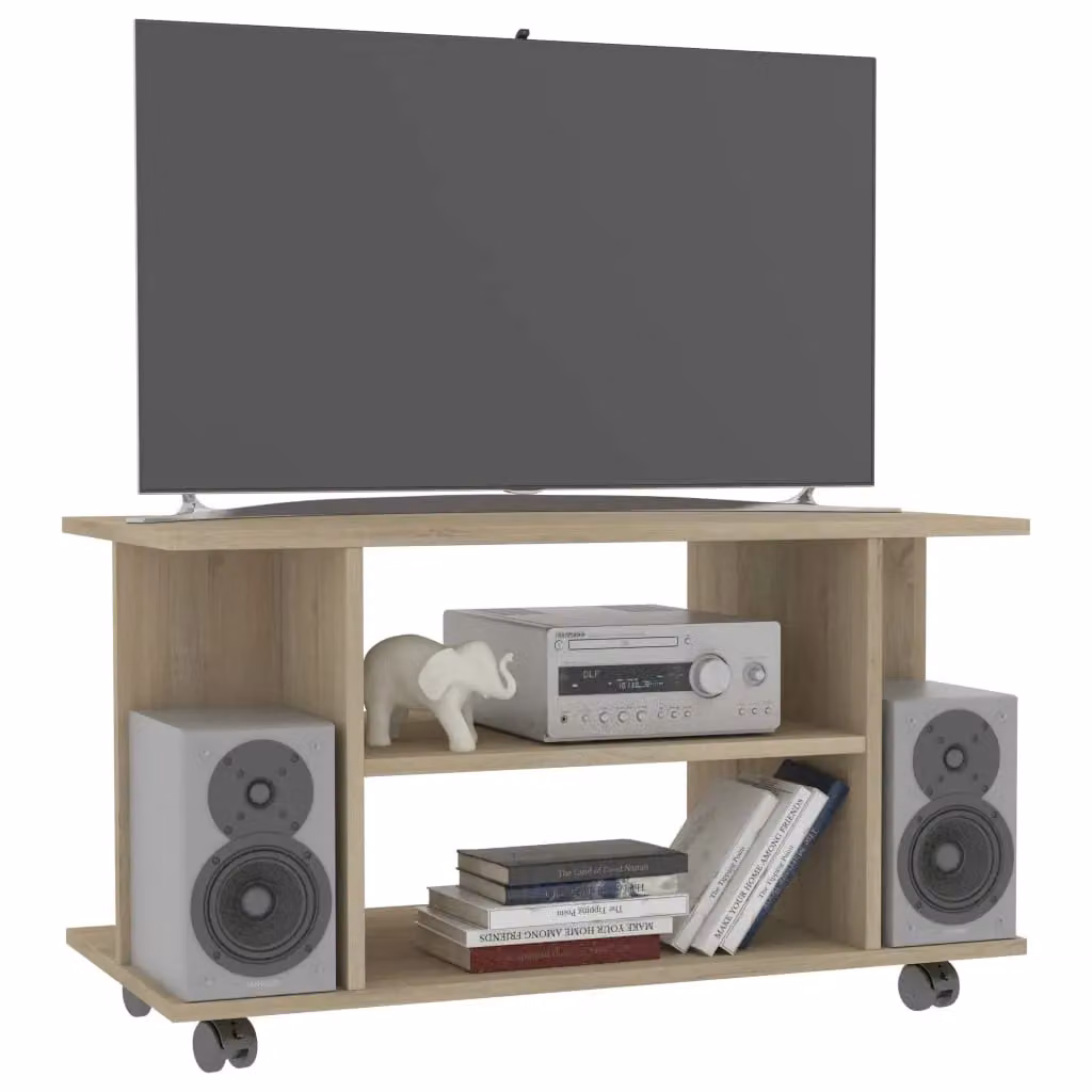 Berkfield Home Sonoma Oak TV Cabinet in Brown with Castors, W/D/H: 80 x 40 x 45 cm – 3