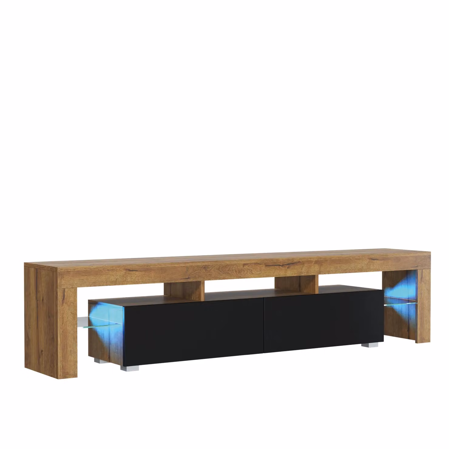 Mex Furniture LTD Modern Matt Finish TV Unit with LED Lighting in Brown, W: 200 cm, H: 45 cm, D: 35 cm – 2