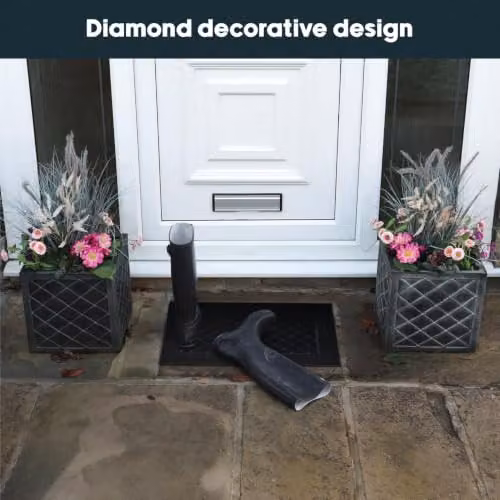 JVL Harlequin Black Rubber Pin Scraper Doormat, W: 40 cm, D: 60 cm – 4