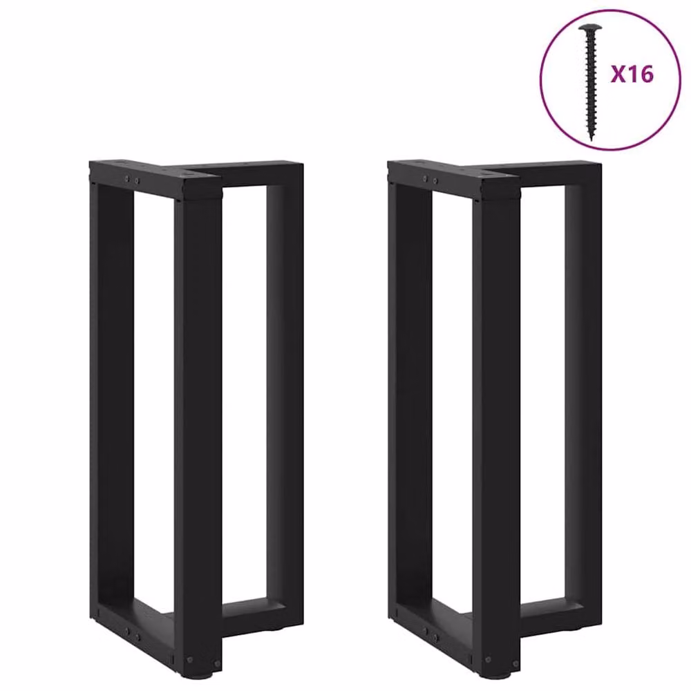 Berkfield Home Modern T-Shaped Bar Table Legs, 2 Pieces, Black Steel, W: 40 cm, D: 35 cm, H: 90-91 cm – 2
