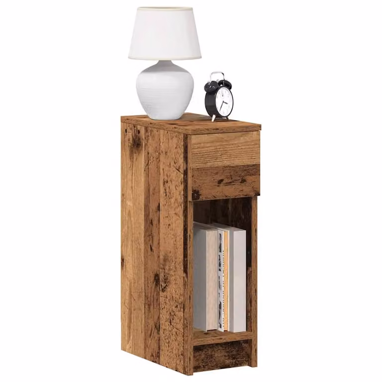 Berkfield Home Durable Bedside Cabinets with Drawer, 2 Pack, Brown Old Wood, W/D/H: 20 x 36 x 60 cm