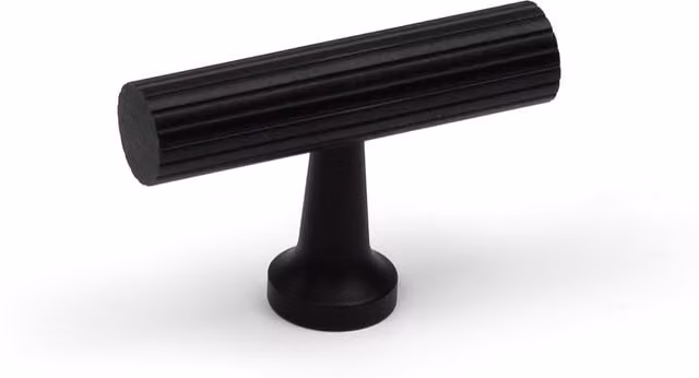 Handle & Home Matt Black Reeded Aluminium Bar Cabinet Handle, 50mm