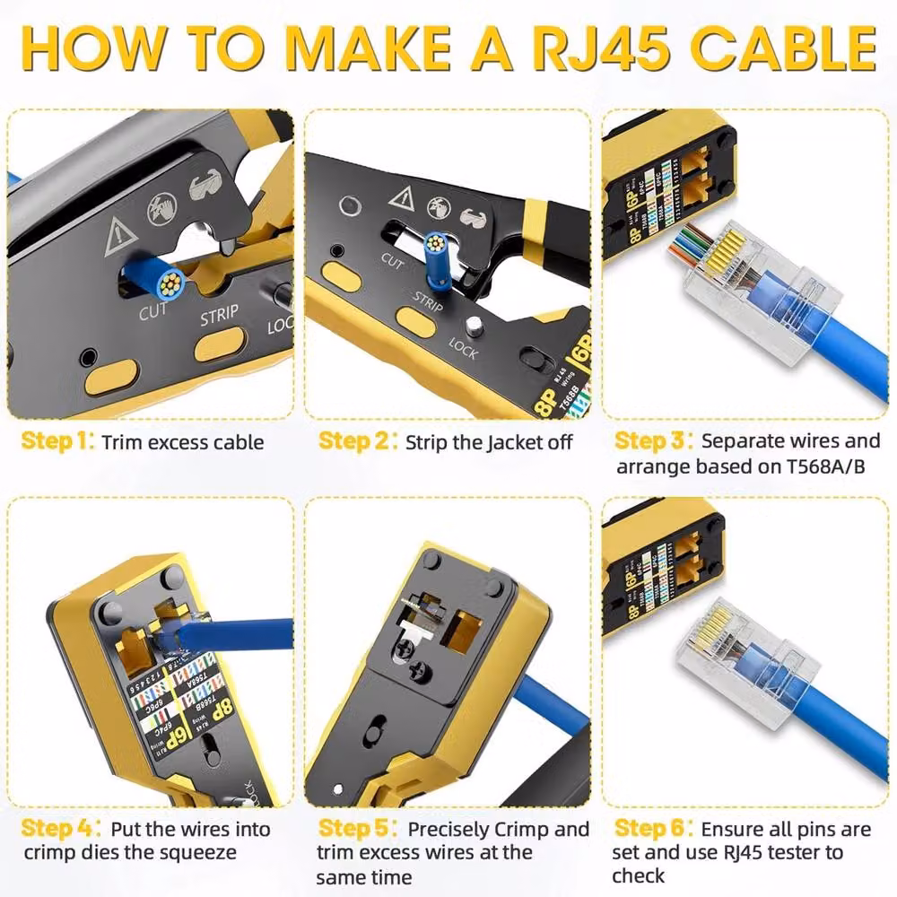 Havendro Pass Through RJ45 Ethernet Crimping Tool Kit in Blue and Multicolour – 3