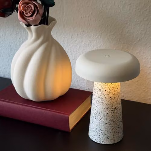 Briloner Rechargeable LED Table Lamp in Travertine Grey with Touch Dimmer and IP44 Rating, W/D/H: 12 x 12 x 17 cm – 3