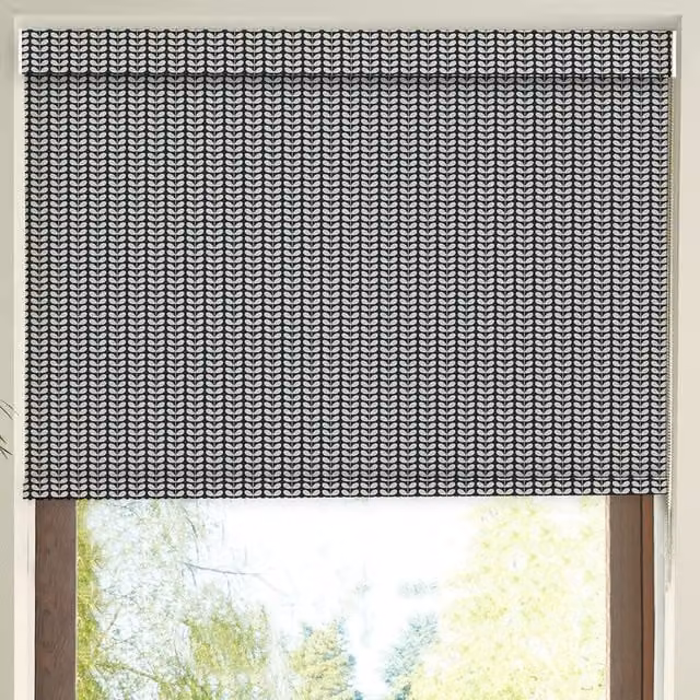 Orla Kiely Tiny Stem Made to Measure Blackout Roller Blind in Black
