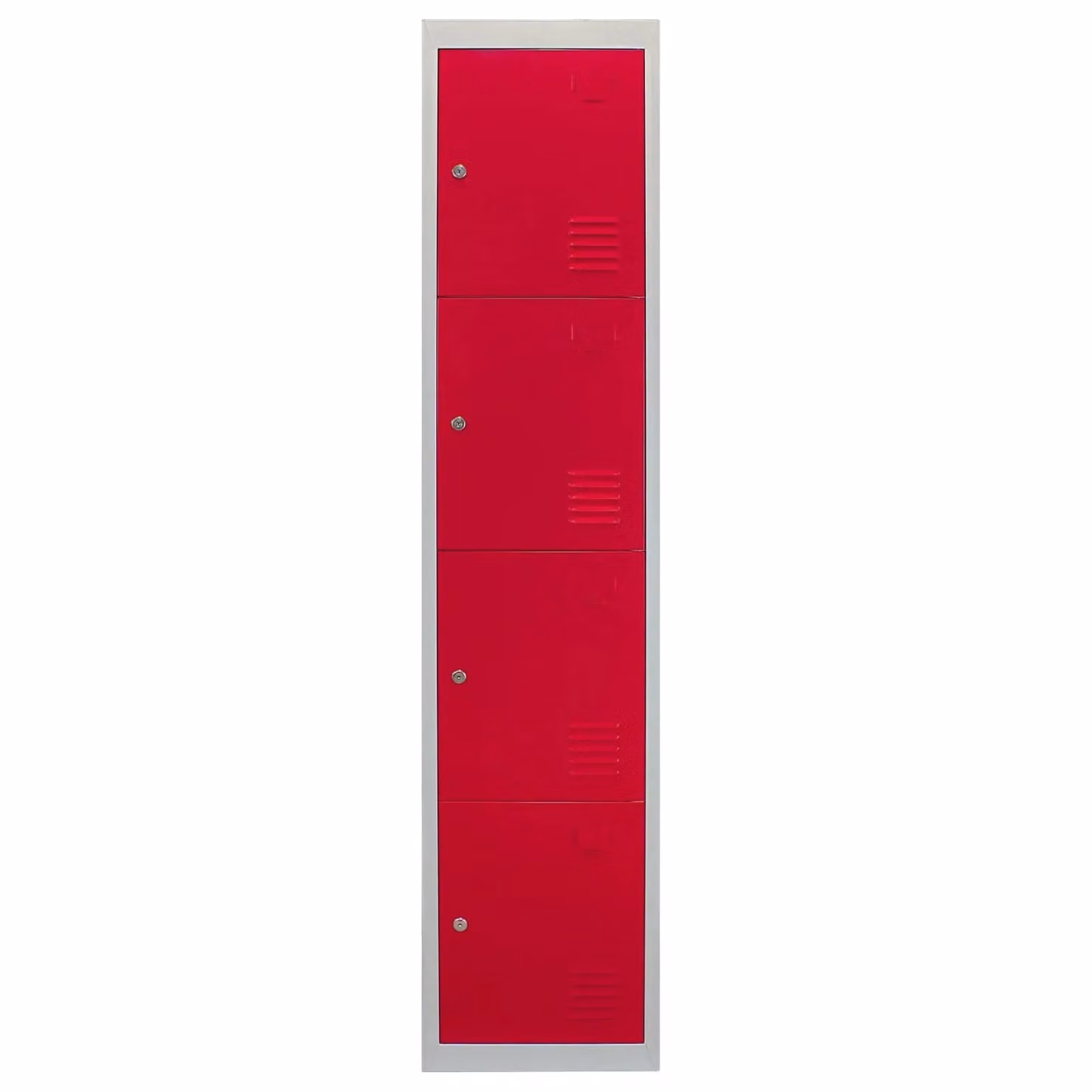 Monstershop Metal Storage Lockers with Four Hinged Doors and Lock, Red, H 180 x W 45 x D 38 cm – 2