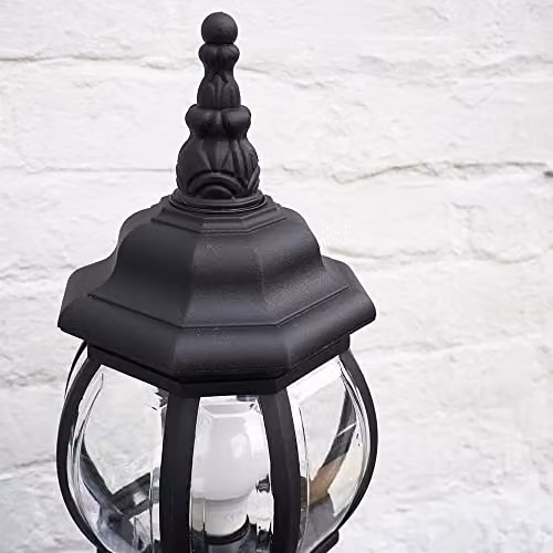 ValueLights Windsor Modern Black Bollard Lantern Outdoor Post Light – 4