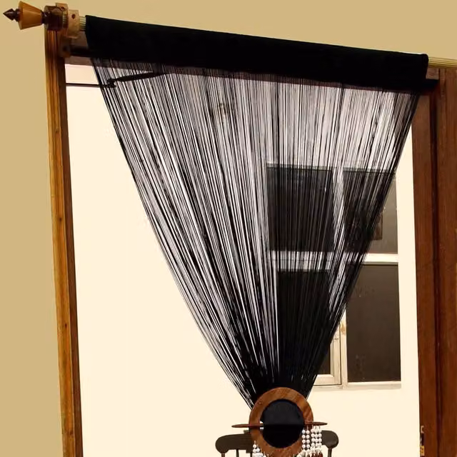 Homescapes Black Polyester String Curtain