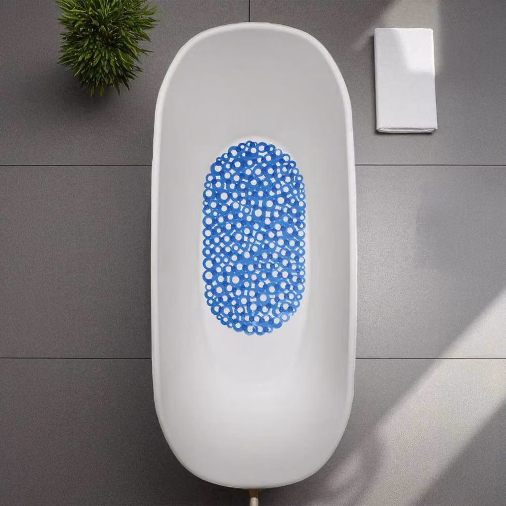 Showerdrape Otto Anti Slip PVC Bath Mat Set of 2 in Blue, W: 69 cm, D: 36 cm – 2