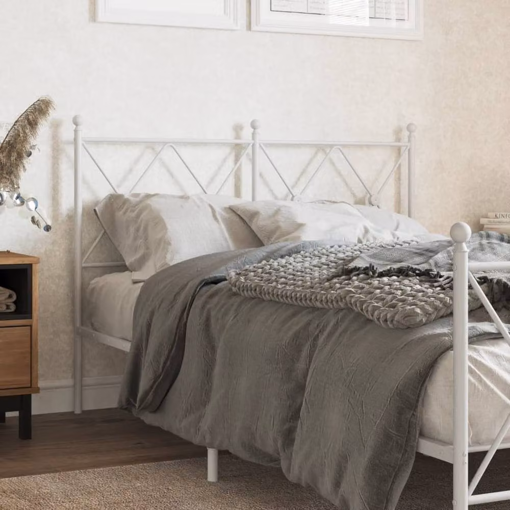 Berkfield Home Classic Metal Headboard in White, Width: 120 cm – 2