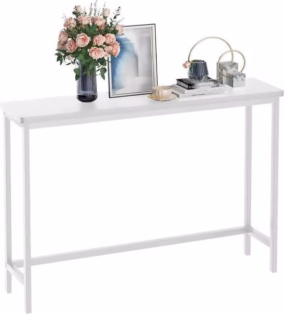 FORGEVIO Slim White Console Table for Hallways, W/D/H: 100 x 24 x 75 cm – 1