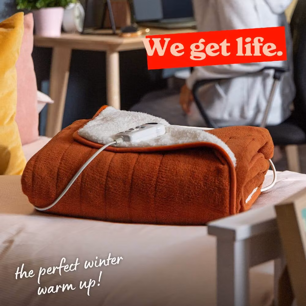 Russell Hobbs Orange Sherpa and Microfleece Electric Heated Throw, W/D/H: 180 x 130 cm – 7