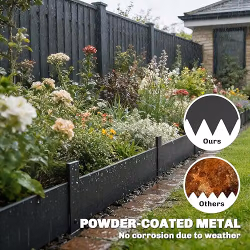 Outsunny 5-Piece Metal Picket Garden Fence Panels, Black, W: 102 cm, H: 20 cm – 5