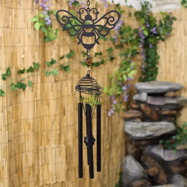 Betley Butterfly Metal Hanging Wind Chime in Black