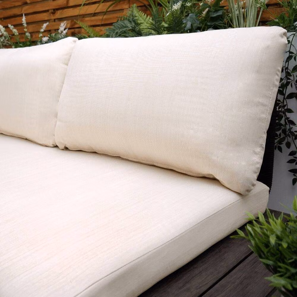 Modish Furnishing Naples 5 Seater Modular L-Shape Corner Garden Lounge Set with Powder Coated Aluminium Frame and Upholstered Cushions in Cream – 3