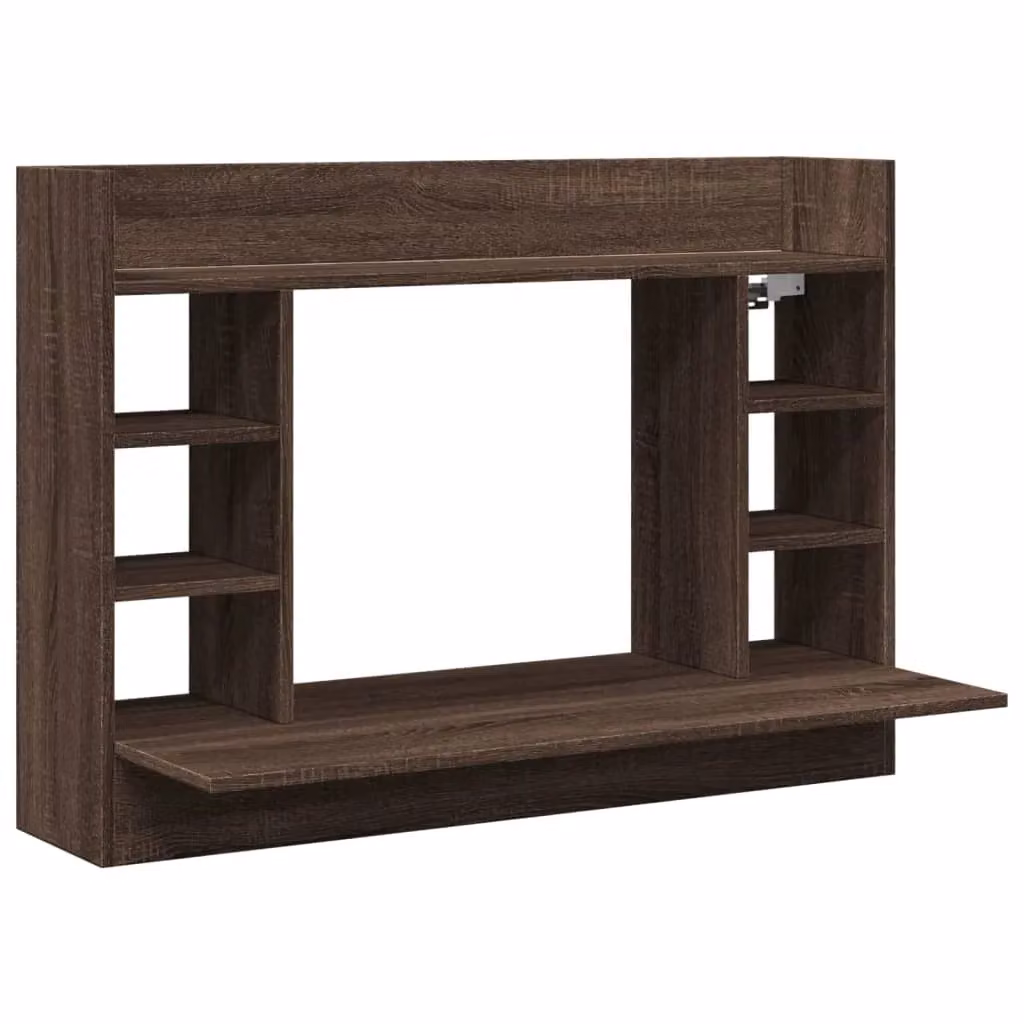Berkfield Home Wall-Mounted Floating Desk in Brown Oak, W/D/H: 105 x 48 x 75 cm – 2