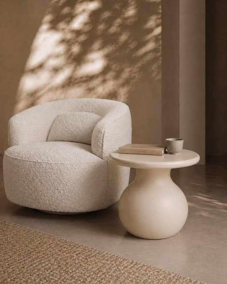 Tommy Franks Rolo Side Table in Matte Beige