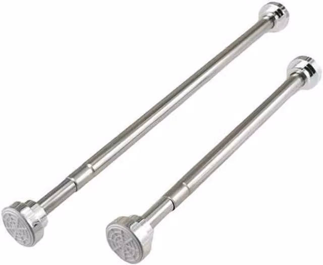 NESTLUNE Silver Stainless Steel Extendable Telescopic Shower Curtain Pole Rail Rod, W: 55-85 cm