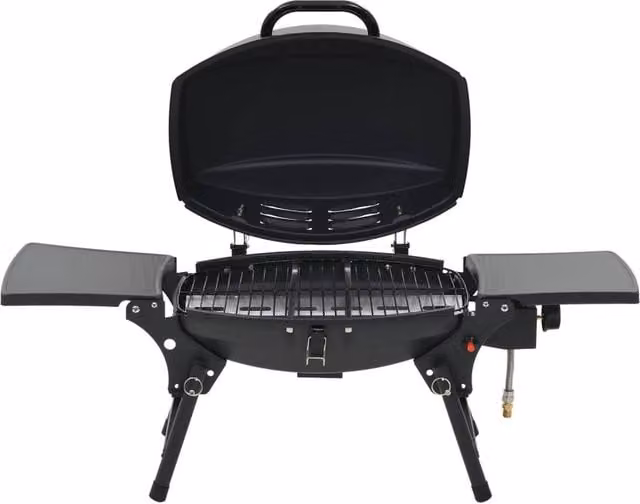 Berkfield Home Portable Tabletop Gas BBQ Grill with Cooking Zone, Black Enamelled Steel – 1
