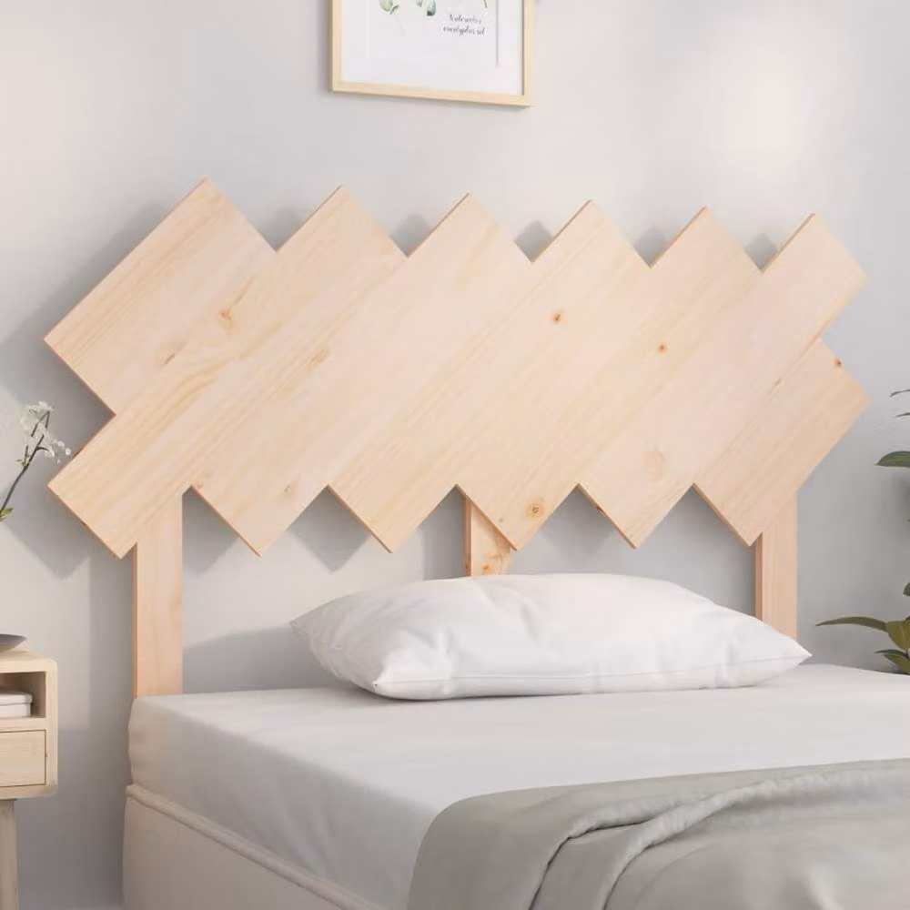 Berkfield Home Rustic Solid Wood Pine Bed Headboard in Beige, W: 122.5 cm, D: 3 cm, H: 80.5 cm – 2