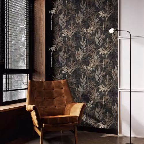 Graham & Brown Superfresco Easy Solstice Black and Gold Floral Botanical Wallpaper – 2
