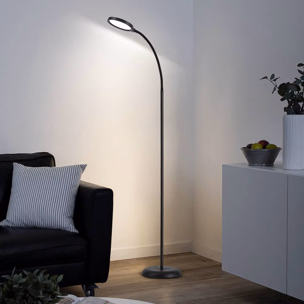 Harper Living Black LED Floor Lamp with Touch Control, Dimmable and Adjustable Gooseneck Reading Light for Living Room, Bedroom or Office – 3