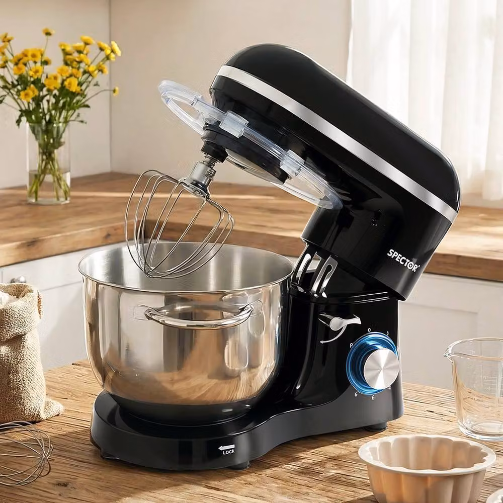 Spector Stand Mixer with 6.2L Stainless Steel Bowl, 1400W Motor and 6 Speeds with Pulse Function in Black – 2