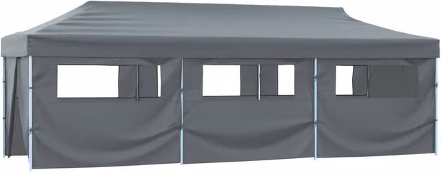 Berkfield Home Folding Pop-up Party Tent with 8 Sidewalls, W: 9 m, D: 3 m, Anthracite – 1