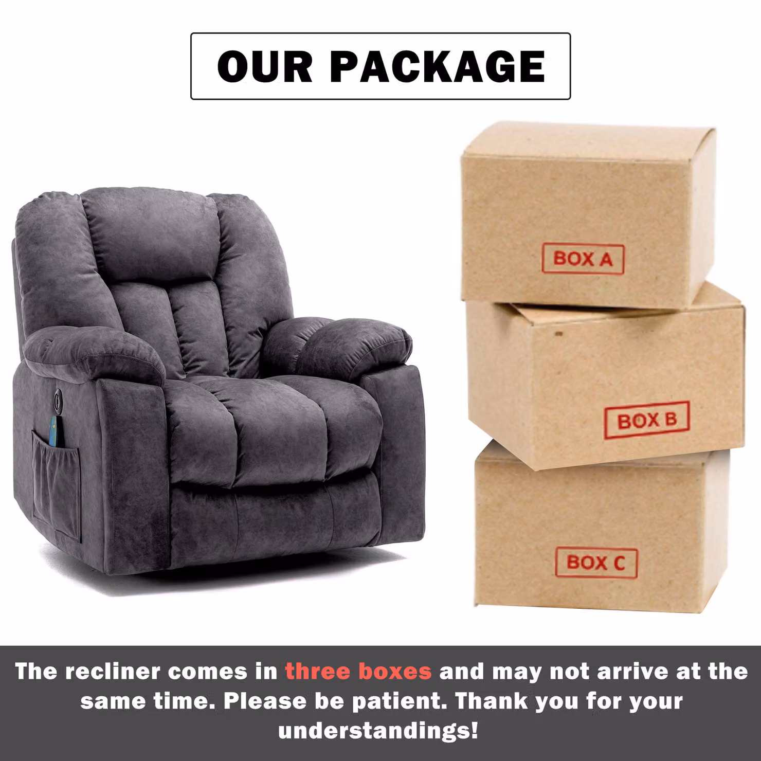 Aosom Grey Power Lift Electric Recliner Chair with Heat, Vibration, USB Ports and Side Pockets, W/D/H: 100 x 95 x 105 cm – 9