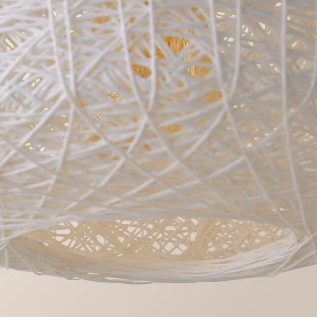 ValueLights White Round Rattan Boho Ceiling Pendant Light Shade – 1