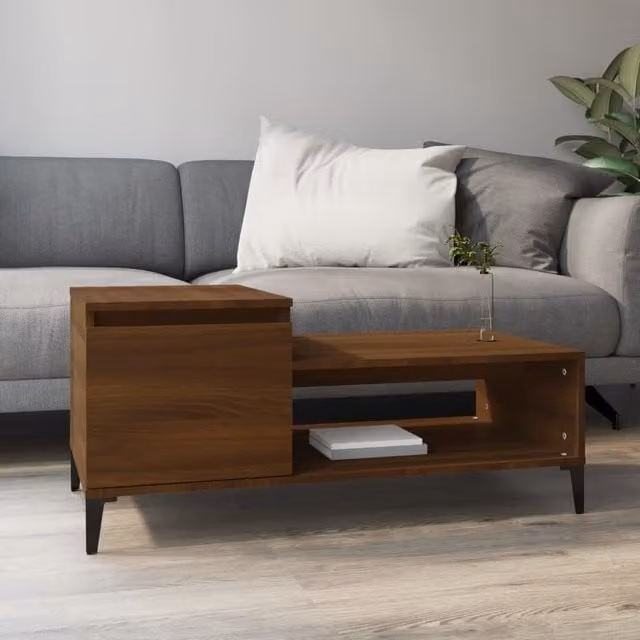 Berkfield Home Brown Oak Coffee Table, W/D/H: 100 x 50 x 45 cm