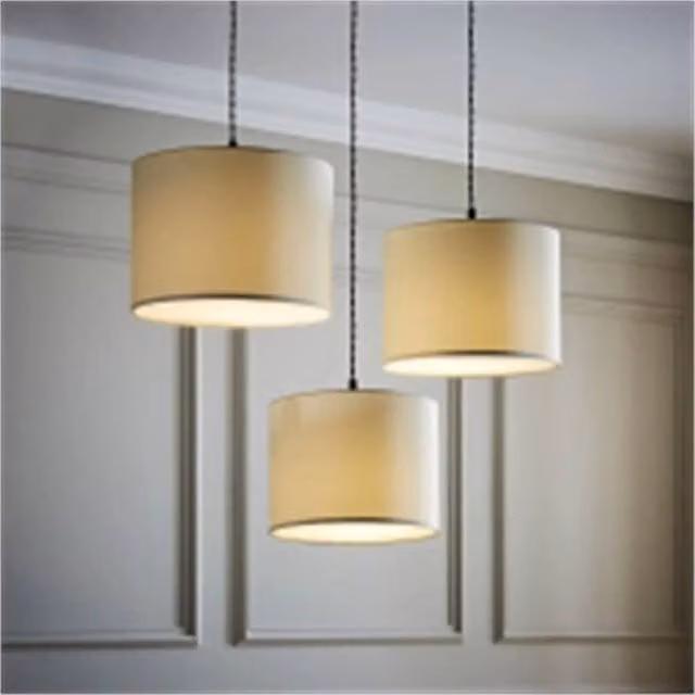 ValueLights Nordara Set of 3 White Fabric Cylinder Ceiling Pendant Lamp Shades – 1