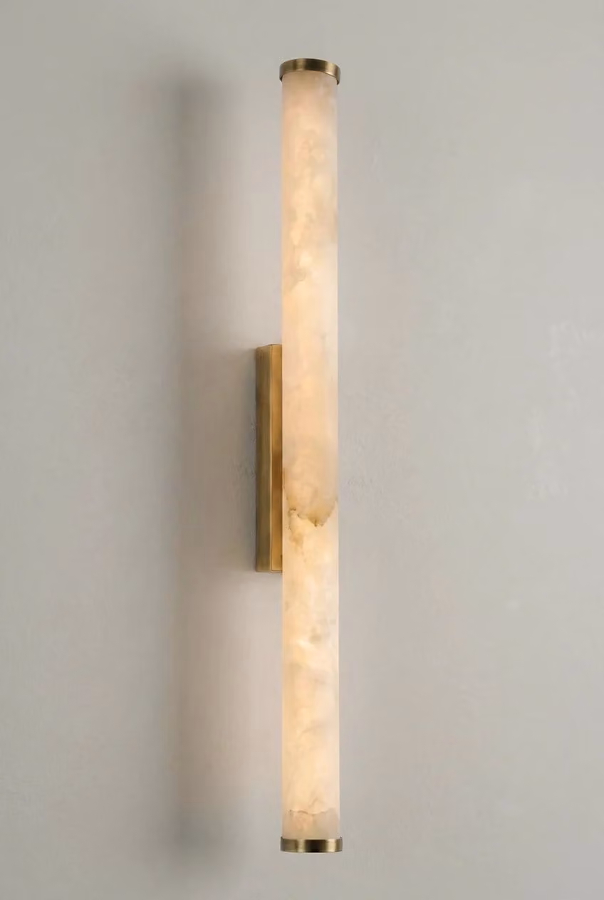 Araco Lumière Frozen Aura Alabaster Wall Light in White and Brass