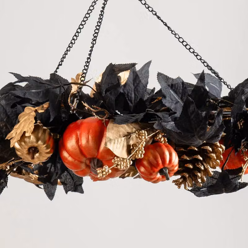 Scottish Everlastings Ltd Premium Round Hanging Wreath in Black and Gold, Diameter: 55 cm – 2
