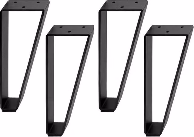 Ventryn 4 Piece Black Stainless Steel Furniture Support Legs for Cabinets and TV Stands