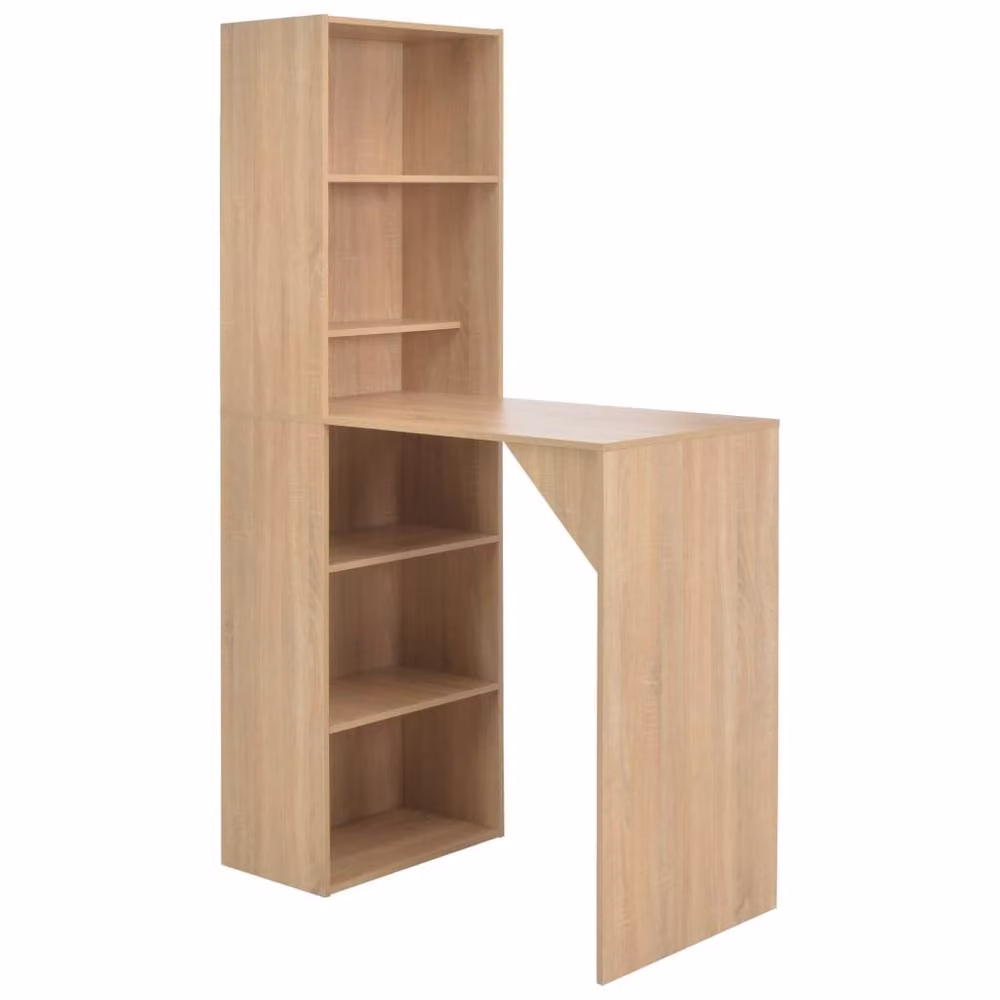 Berkfield Home Oak Bar Table with Cabinet in Light Tan, W/D/H: 115 x 59 x 200 cm – 2
