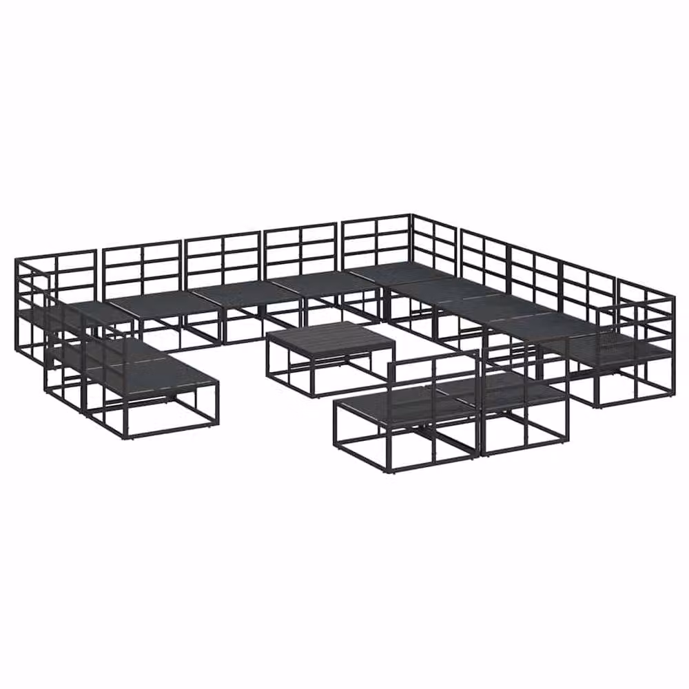 Berkfield Home 14 Piece Modern Garden Sofa Set in Black with Powder Coated Aluminium Frame, W/D/H: 70 x 70 x 32 cm – 4